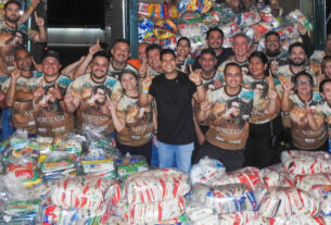 Dep. Mário César Filho comemora arrecadação de 15 toneladas de alimentos com Deive Leonardo na Arena da Amazônia