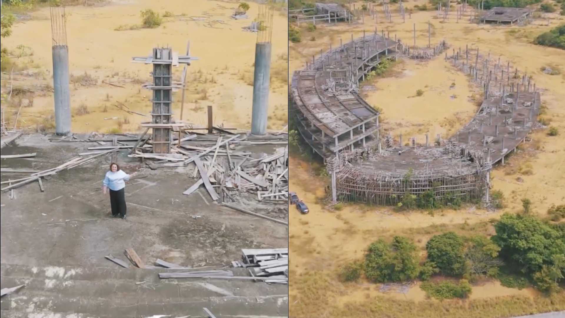 Na imagem, Maria do Carmo, pré-candidata ao Governo do Amazonas, em obras inacabadas da cidade universitária - Maria do Carmo Denuncia Abandono de Obra na Cidade Universitária