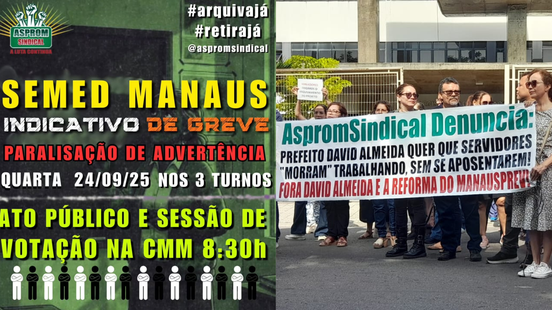 Professores protestam contra reforma da Previdência em frente à Câmara de Manaus