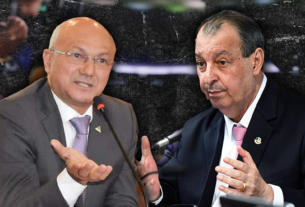 Imagem mostra tela dividida entre Alfredo Menezes e o Senador Omar Aziz - Alfredo Menezes Anuncia Disposição para Disputar Eleições de 2026