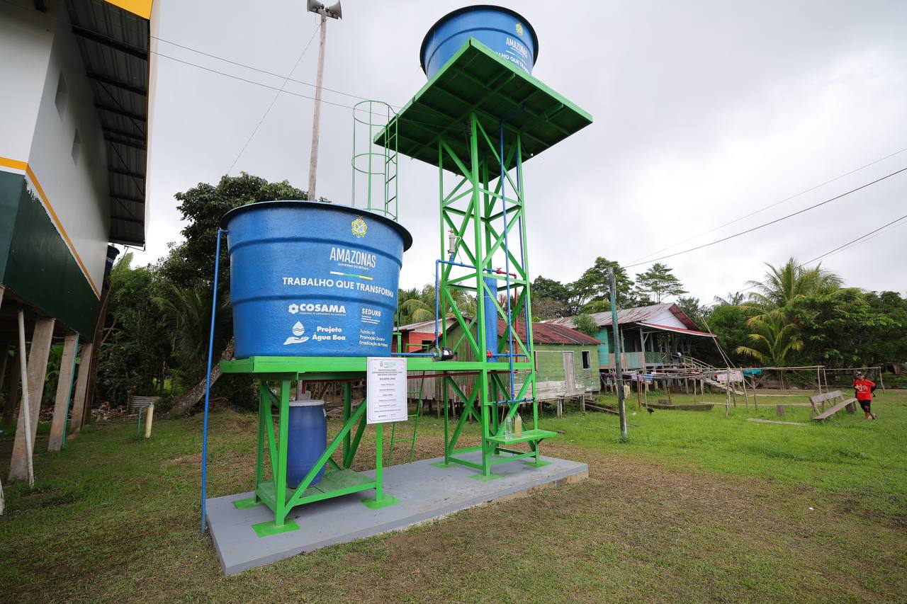 Imagem mostra Governador Wilson Lima em Inauguração do Projeto Água Boa em Benjamin Constant - Projeto Água Boa Leva Água Tratada a Comunidade Indígena em Benjamin Constant
